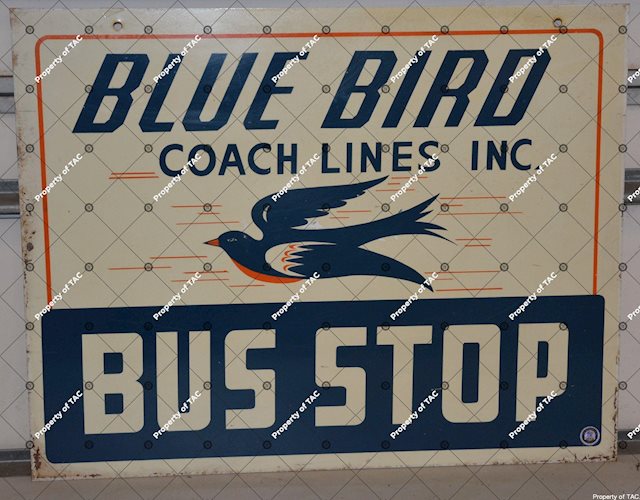 Blue Bird Coach Lines Inc. Bus Stop Sign w/logo