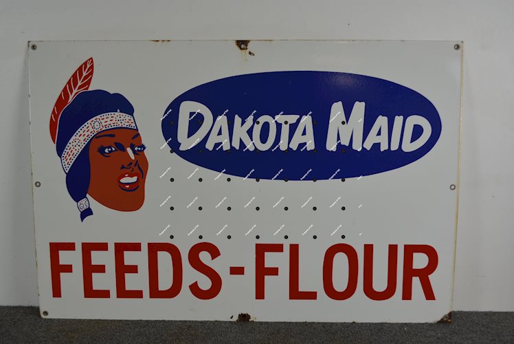 Dakota Maid Feeds Flour Porcelain Sign