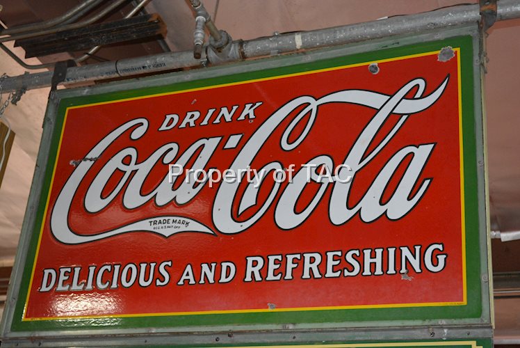 Drink Coca-Cola w/Trade Mark in Tail Porcelain Sign