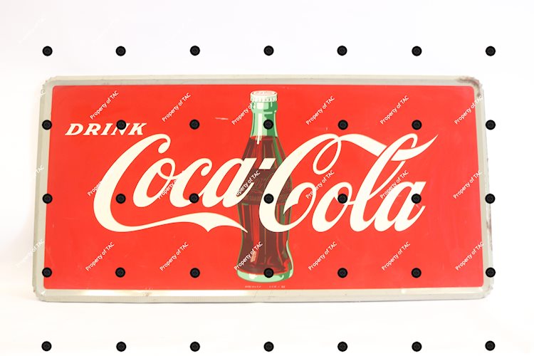 Drink Coca-Cola over bottle logo sign