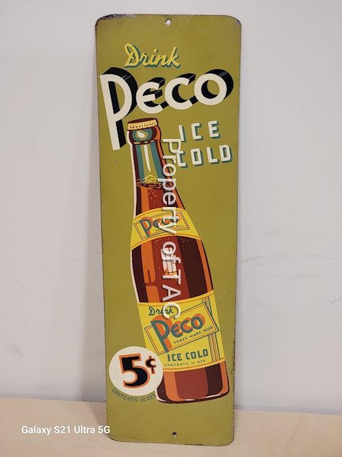 Drink Peco Ice Cole w/Bottle Metal Sign