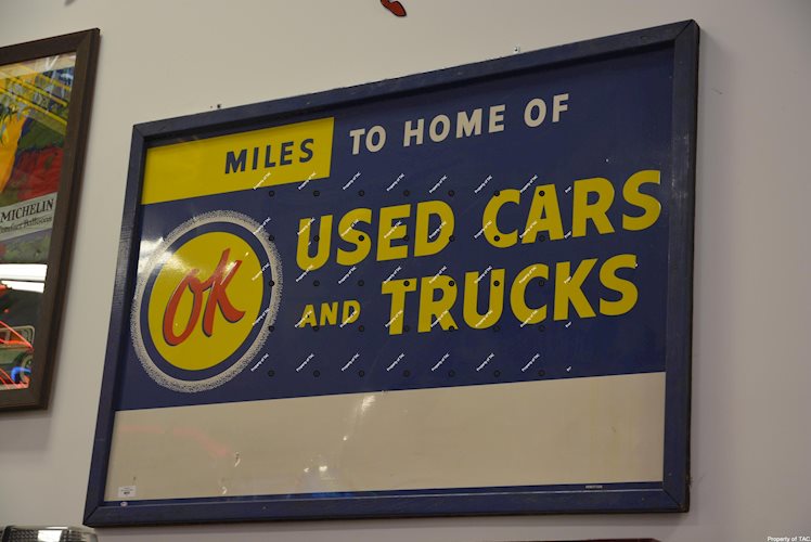 (Chevrolet) Ok Used Cars and Trucks miles to home of" sign"