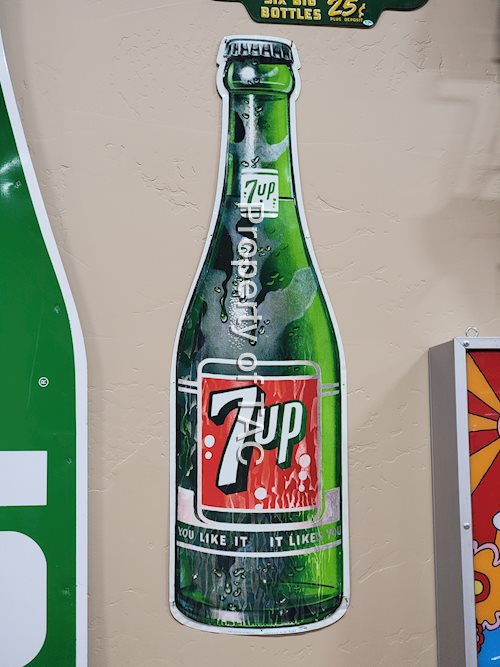 7up Bottle Shaped Metal Sign