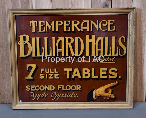 Temperance Billard Halls Wood Sign (TAC)