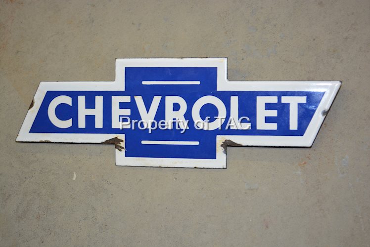 Chevrolet in Bowtie Porcelain Sign (for OK)