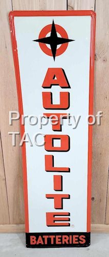 Autolite Batteries w/Logo Metal Sign (BLACK BOTTOM)