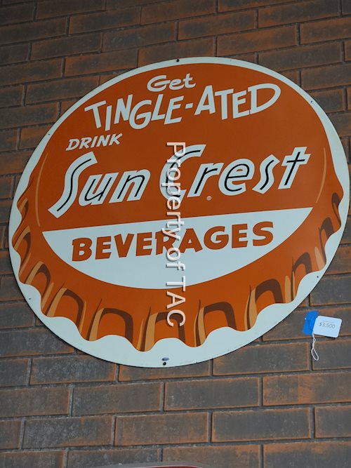 Get Tingle-Ated Sun Crest Beverages w/Bottle Cap Logo Metal Sign