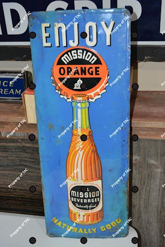 Enjoy Mission Orange w/bottle Metal Sign