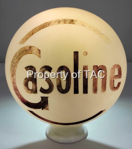 Large "G" Gasoline OPE Milk Glass Globe w/4" base