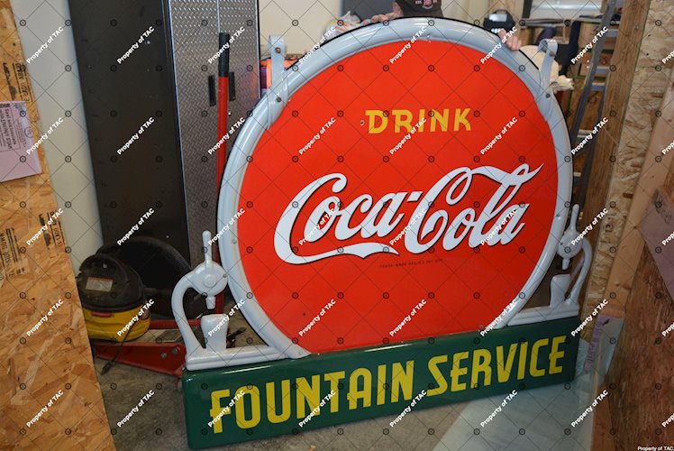 Drink Coca-Cola Fountain Service w/spigots sign