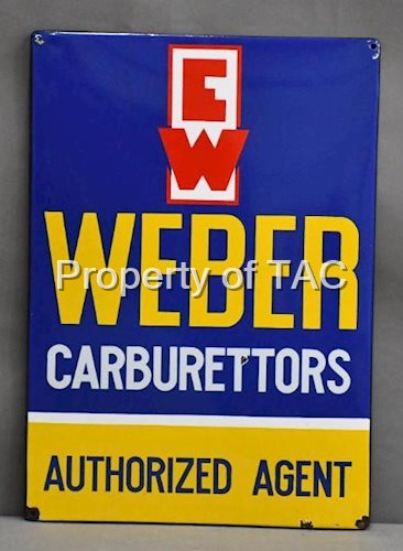 Weber Carburettors Authorized Agent Porcelain Sign