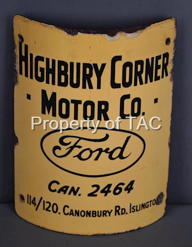 Ford Highbury Corner Motor Co. Curved Porcelain Sign