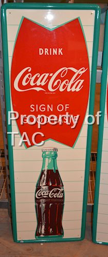 Drink Coca-Cola Sign of Good Taste w/fishtail & bottle logo