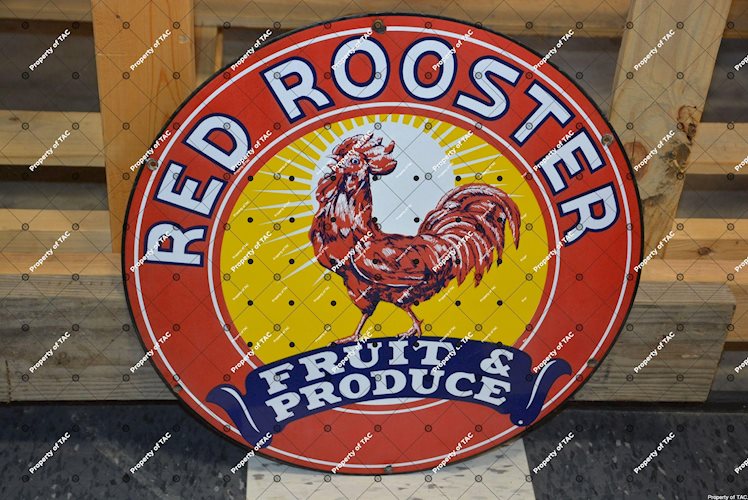 Red Rooster Fruits & Produce" sign"