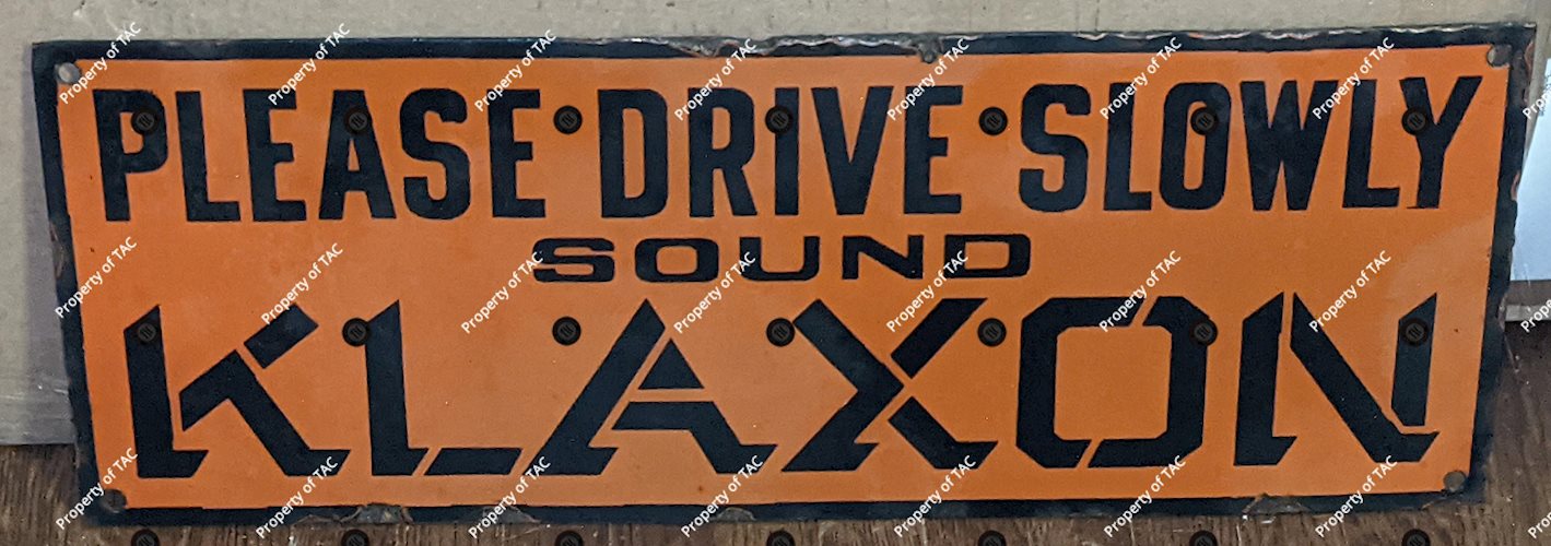 Please Drive Slowly Sound Klaxon SSP Single Sided Porcelain Sign
