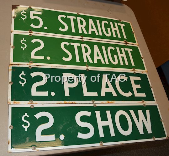 4-Horse Track Betting Porcelain Window Signs
