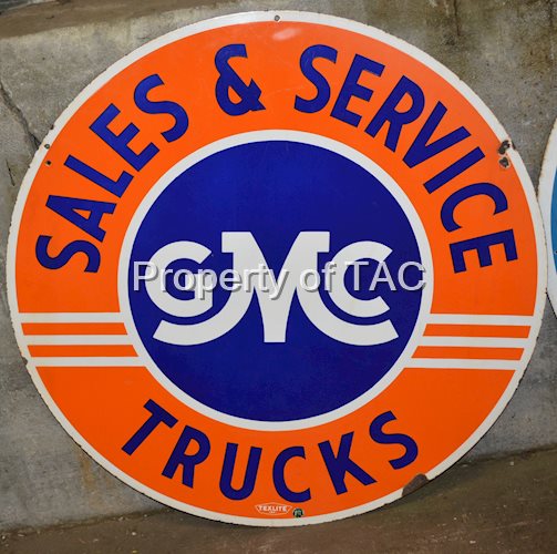 GMC Sales & Service Trucks Porcelain Sign