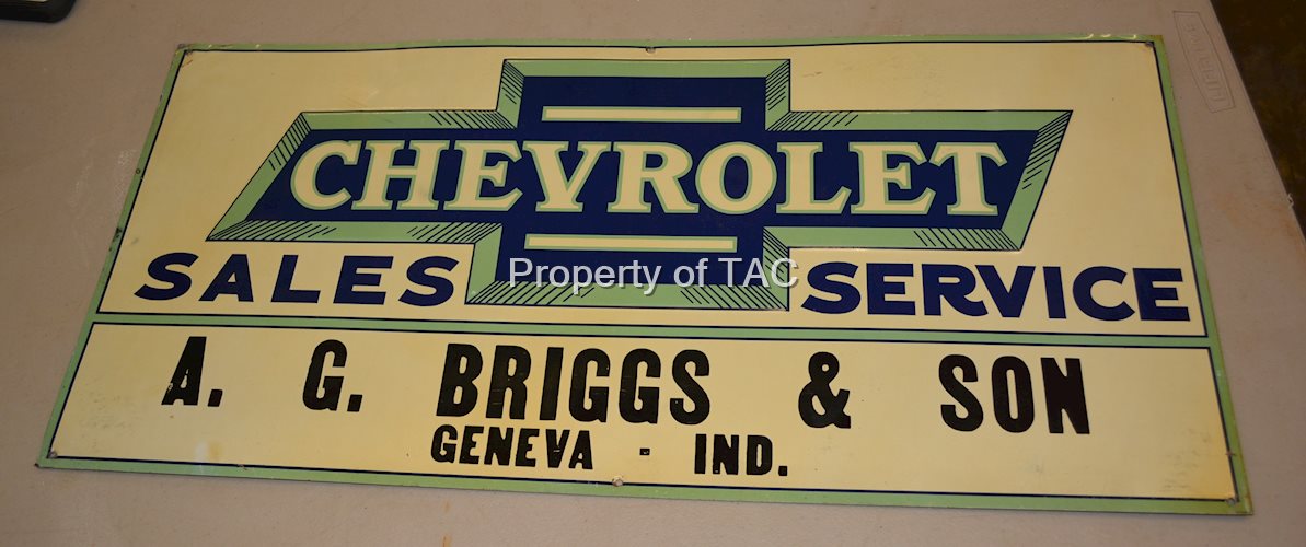 Chevrolet in bowtie Logo Sales & Service Metal Sign
