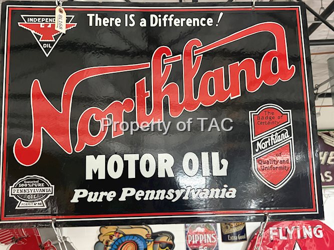 Northland Motor Oil w/Independent Logo Porcelain Sign