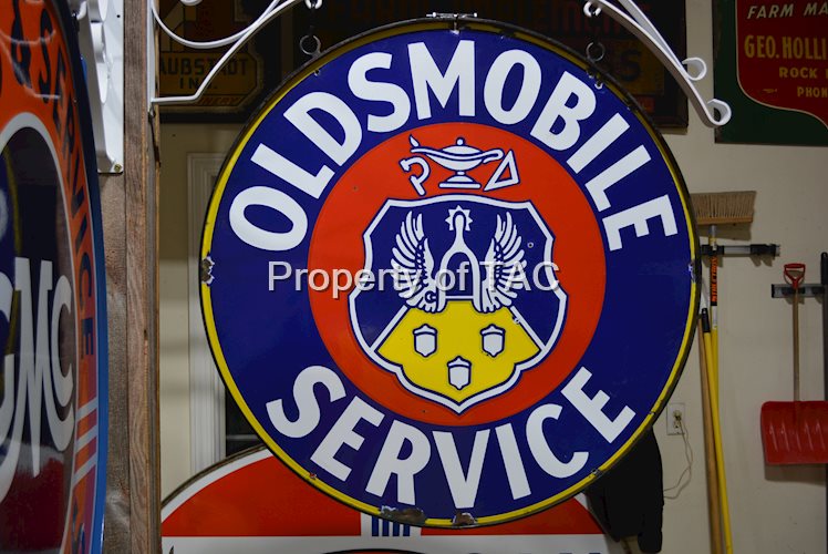 Oldsmobile Service w/Crest Logo Porcelain Sign
