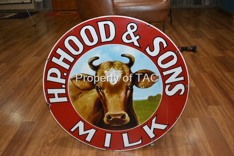 H.P.Hood & Sons Milk w/Iconic Logo Porcelain Sign