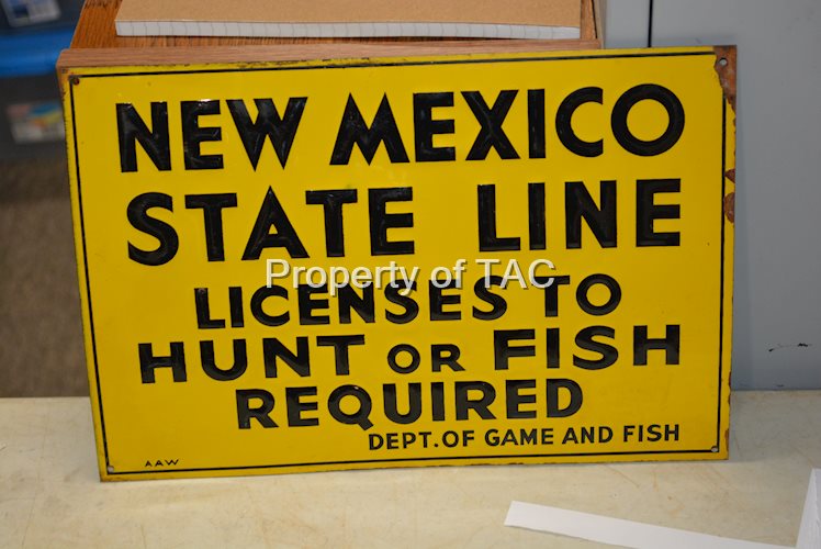 New Mexico State Line License Hunt & Fish Required Metal Sign