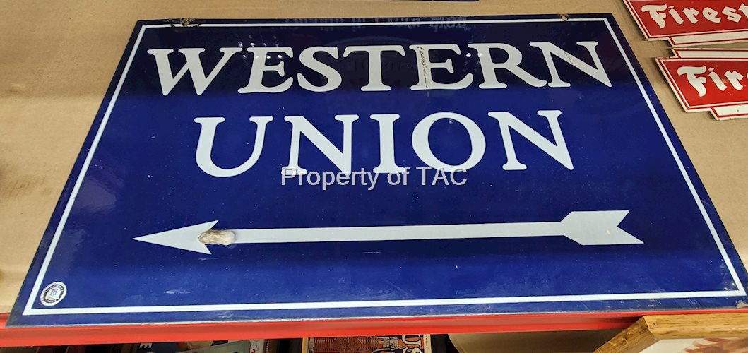 Western Union w/Arrow Porcelain Sign