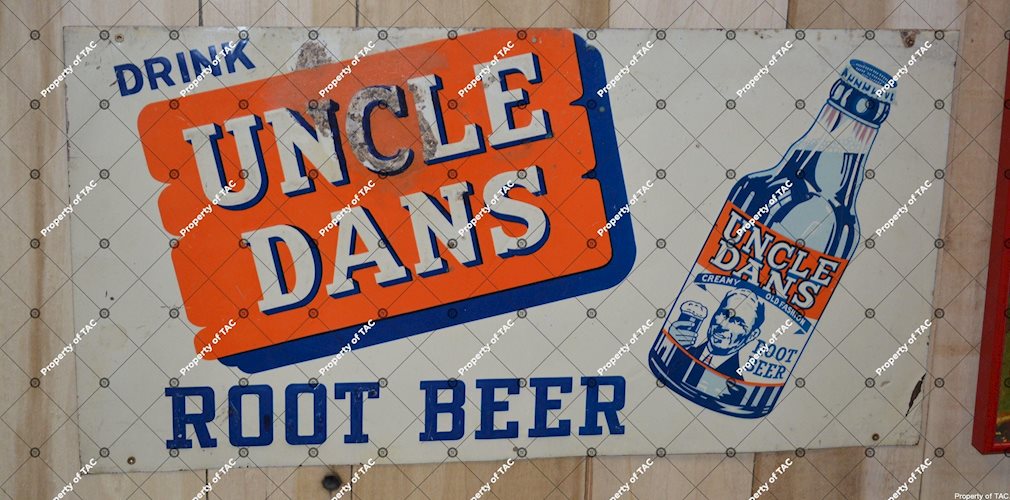 Drink Uncle Dans Root Beer w/bottle sign
