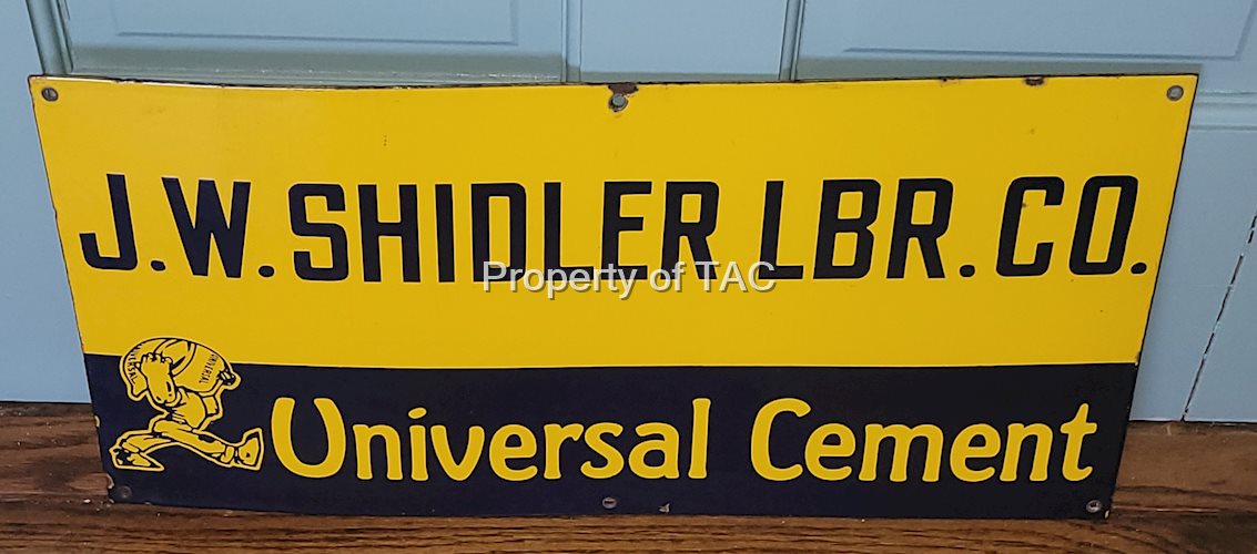 J.W. Shidler LBR. CO. Universal Cement Single Sided Porcelain Sign