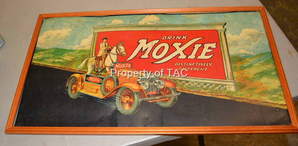 Drink Moxie w/Car Horse Graphics Metal Sign