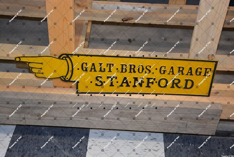 Galt Bros. Garage Stanford pointer sign