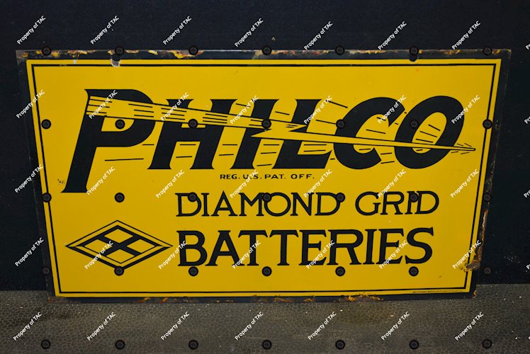 Philco Diamond Grid Batteries Porcelain Sign