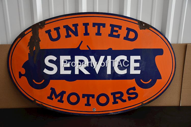 United Motors Service w/Logo Porcelain Sign