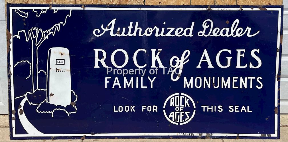 Rock of Ages Family Monuments w/Logo Porcelain Sign