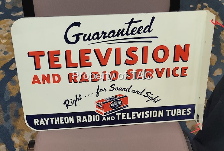Raythen Radio/TV Tubes Metal Flange Sign