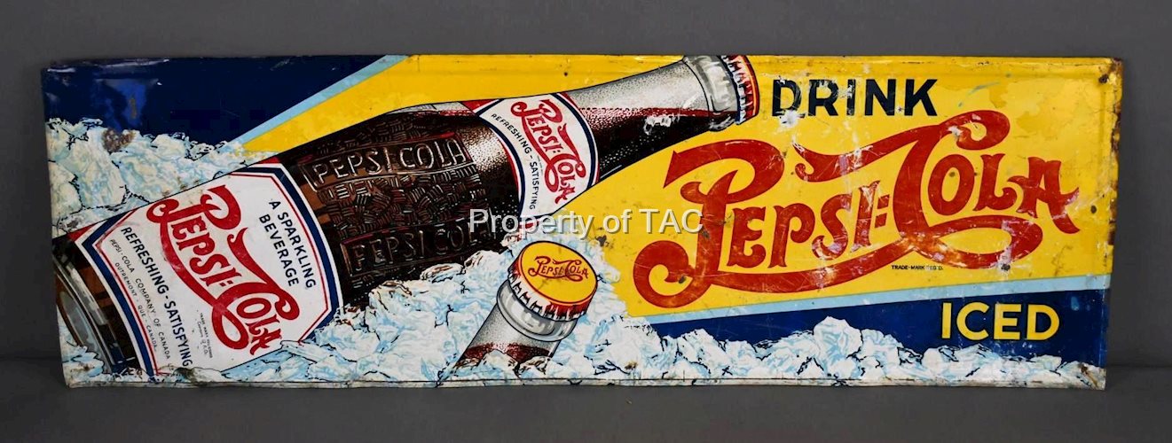 Drink Pepsi:Cola Iced w/Bottles Metal Sign