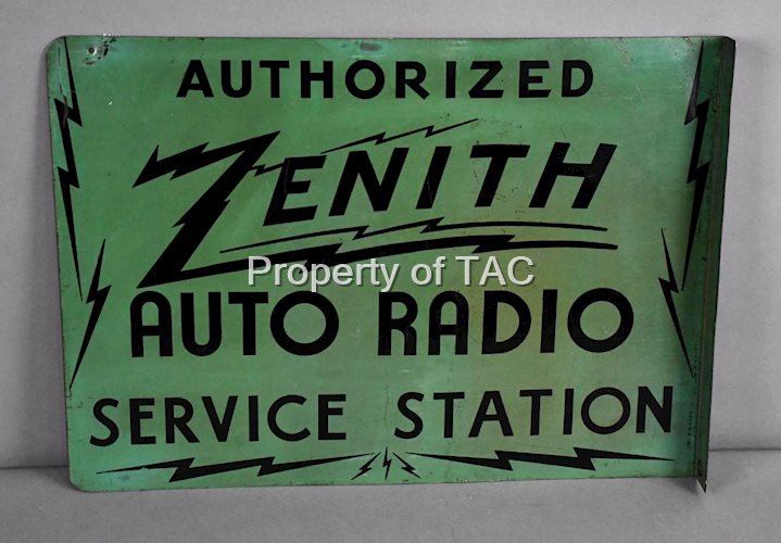 Authorized Zenith Auto Radio Service Station Metal Flange Sign