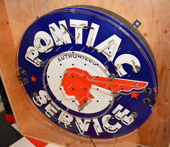 Pontiac Service Full Feather Porcelain Neon Sign