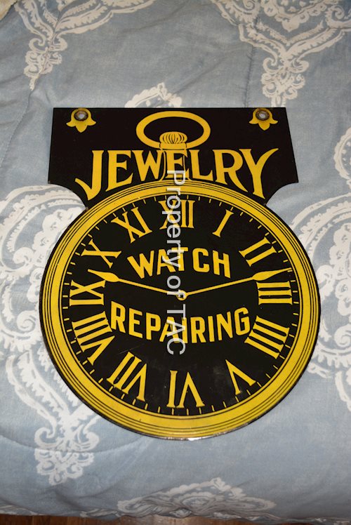 Jewelry Watch Repairing Double Sided Porcelain Sign