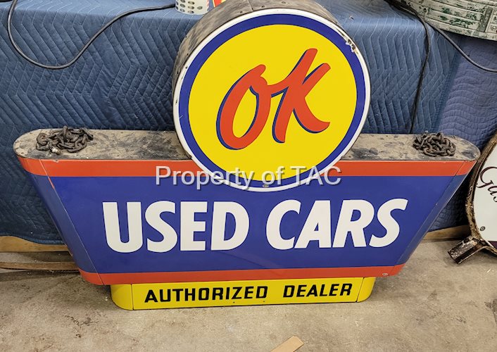 OK Used Cars Authorized Dealer Double Sided Pocelain Sign