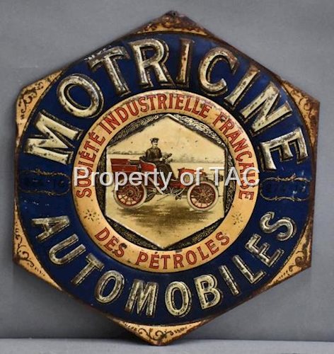 Motricine Automobiles (oils) w/Early Car Logo Metal Sign