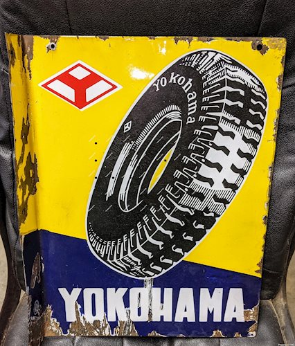 Yokohama Tires DSP Double Sided Porcelain Flange Sign