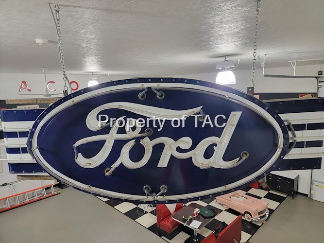Ford Oval Neon Porcelain Sign with wings