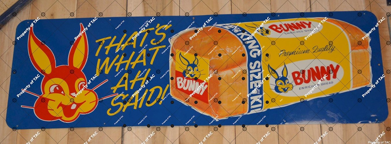 Bunny King Size Enriched Bread sign