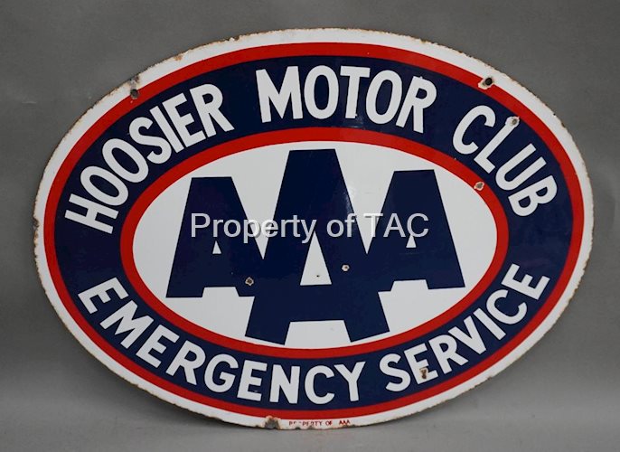 AAA Hoosier Motor Club Emergency Service Porcelain Sign