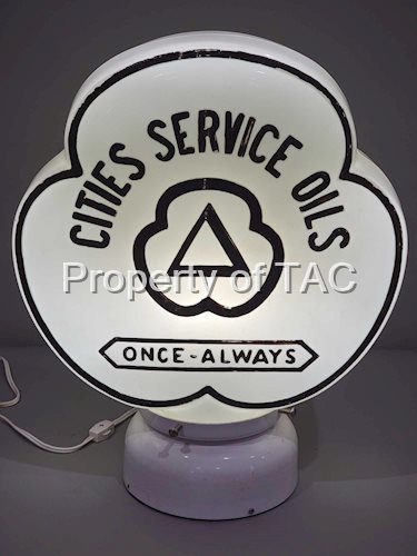 Cities Service Oils Once-Always OPC Milk Glass Globe