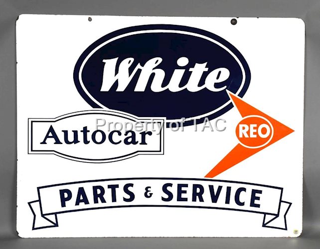 White Autocar Reo Parts & Service Porcelain Sign (TAC)