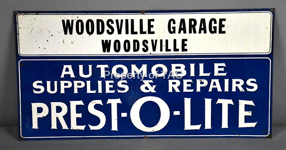 Prest-o-Lite Automobile Supplies & Repairs Metal Tacker Sign