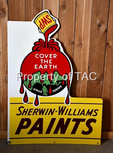 Sherwin-Williams Paints "Cover The Earth" Porcelain Flange Sign (TAC)