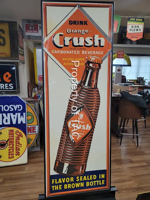 Drink Orange-Crush w/Bottle Metal Sign